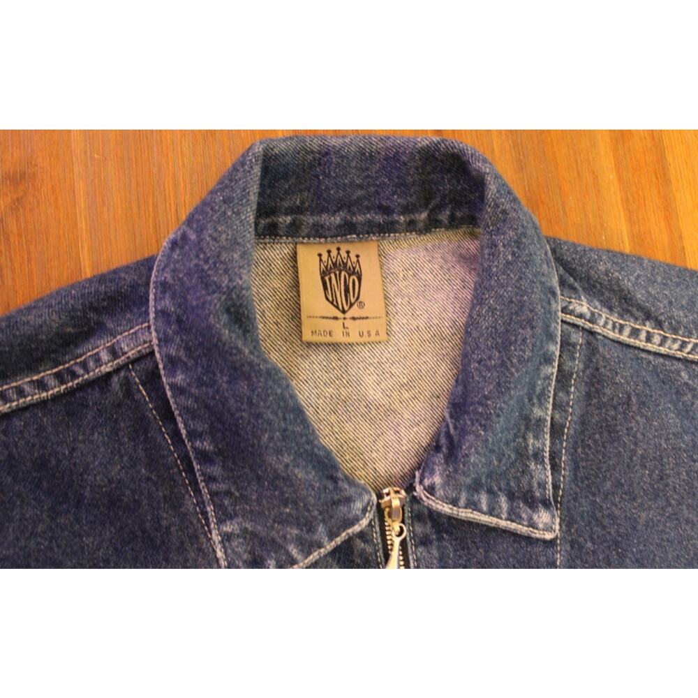 Vintage JNCO Denim Jacket Men’s L Made in USA 90s Zip Up Streetwear Skater Y2K